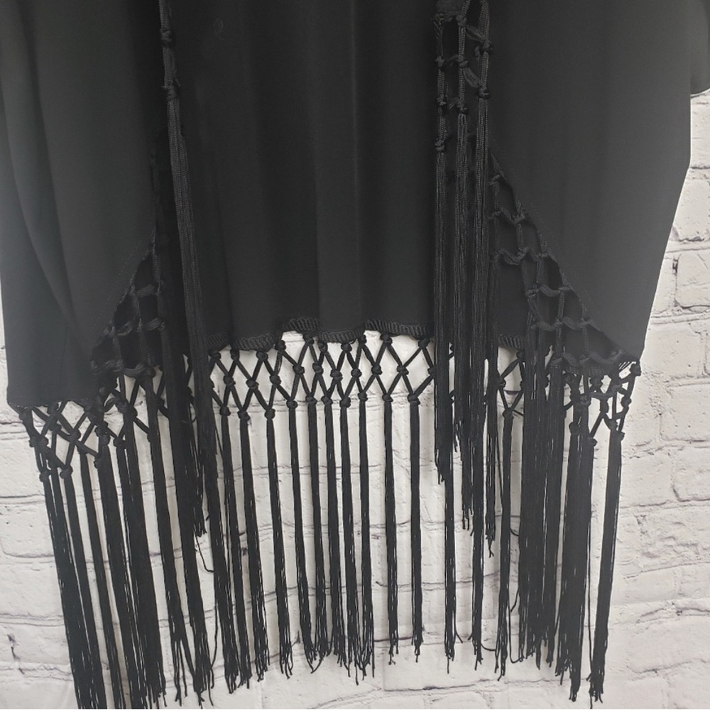 Joseph Ribkoff Black Fringe Kimono/Cover-Up - Picture 5 of 11